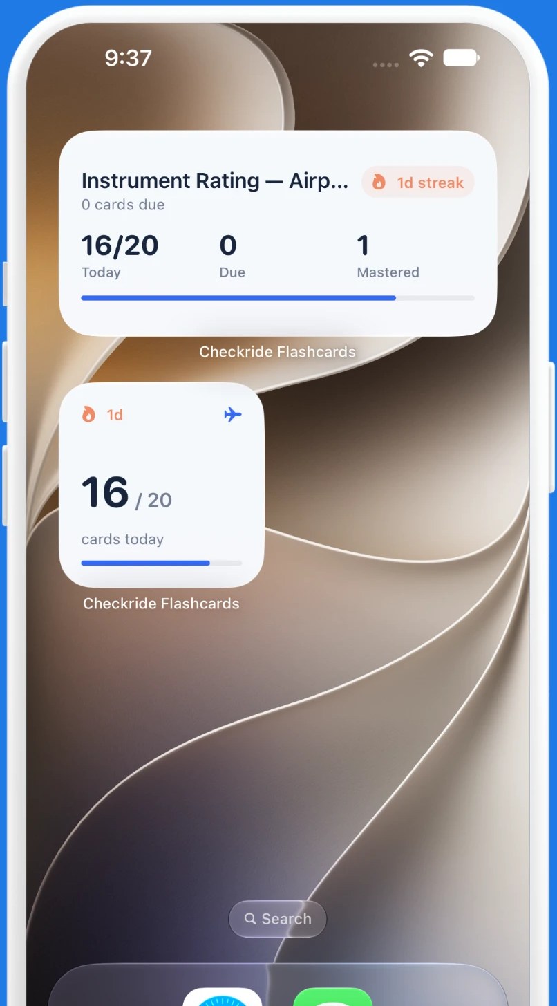 Checkride Flashcards home screen widgets